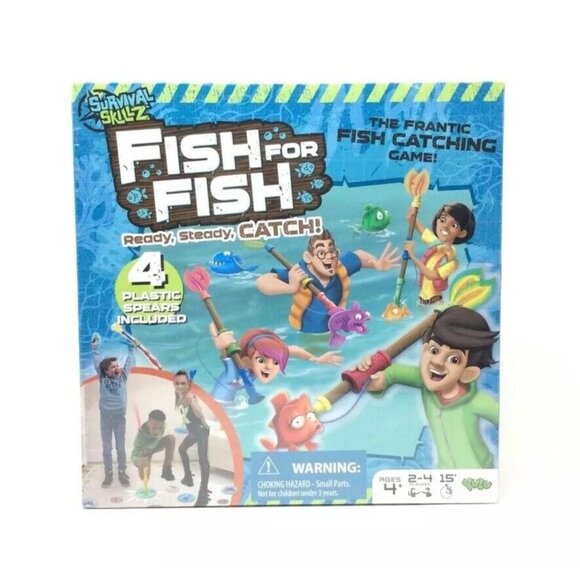 Survival Skillz Fish For Fish Catching Game Ages 4+ 2-4 Players 4 Plastic Spears - Picture 1 of 2